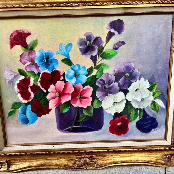 1975 Vintage Framed Floral Painting Signed By Mary Gail 27/32 Inch - Picture 16 of 16